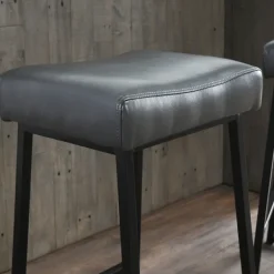 Bar Stools & Counter Height Stools-Kirkland's Home Smokey Vegan Leather Counter Stools, Set Of 2 Gray