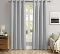 Curtains & Drapes-Kirkland's Home Smoky Blackout Curtain Panel Set, 96 In. Gray