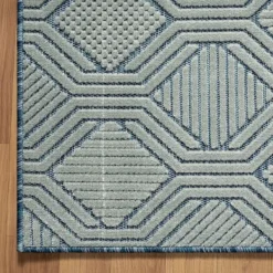 Outdoor Rugs-Kirkland's Home Smoky Blue Geometric Indoor/Outdoor Area Rug, 5X7 Gray/Blue