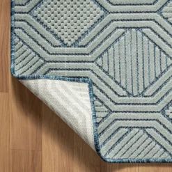 Outdoor Rugs-Kirkland's Home Smoky Blue Geometric Indoor/Outdoor Area Rug, 5X7 Gray/Blue