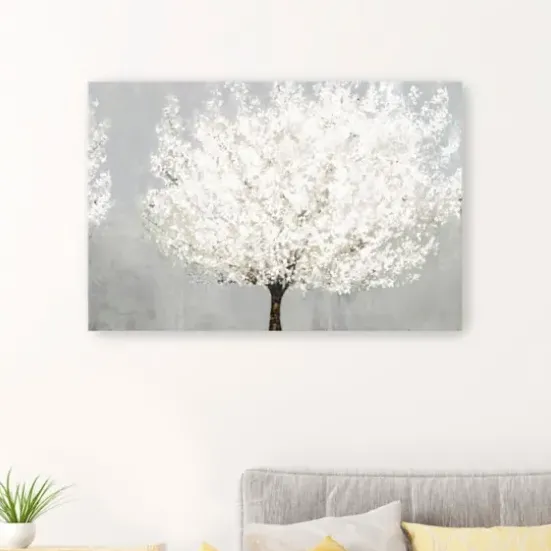 Canvas Art-Kirkland's Home Snow Kissed Blossoms Giclee Canvas Art Print Gray/White/Brown