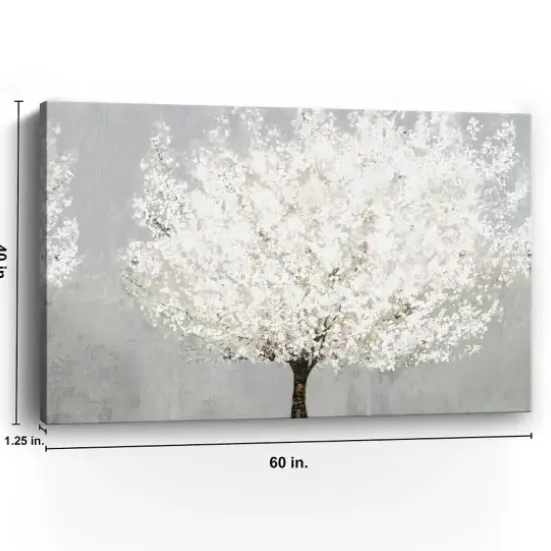 Canvas Art-Kirkland's Home Snow Kissed Blossoms Giclee Canvas Art Print Gray/White/Brown