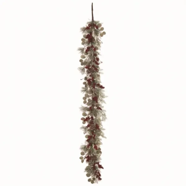 Arrangements & Greenery-Kirkland's Home Snowy Eucalyptus Berry Mix Christmas Garland Green/Red