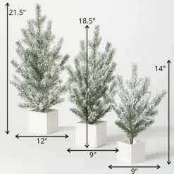 Arrangements & Greenery-Kirkland's Home Snowy Pine White Potted Christmas Trees, Set Of 3 Green/White