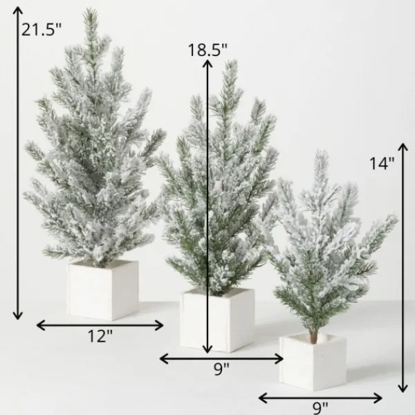Arrangements & Greenery-Kirkland's Home Snowy Pine White Potted Christmas Trees, Set Of 3 Green/White