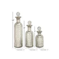 Vases-Kirkland's Home Soda Lime Glass Bottle Vases, Set Of 3 Silver