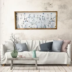 Framed Art-Kirkland's Home Soft Blue Garden Framed Canvas Art Print Blue/White/Green