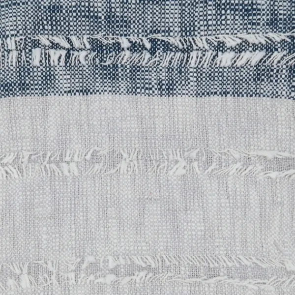 Blankets & Throws-Kirkland's Home Soft Blue Textured Striped Tassel Throw Blue/White