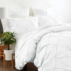 Duvets-Kirkland's Home Soft Pinched 3-Pc. Queen Duvet Cover Set White