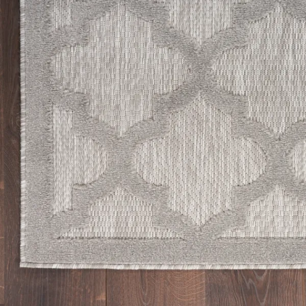 Outdoor Rugs-Kirkland's Home Soft Silver Trellis Outdoor Area Rug, 4X6 Gray/White