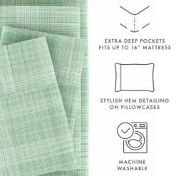 Bed Sheets-Kirkland's Home Soft Thatch 3-Pc. Twin Sheet Set Green