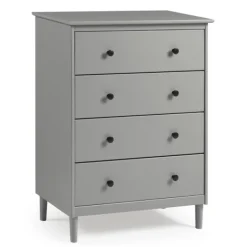 Dressers & Chests-Kirkland's Home Solid Pine Wood 4-Drawer Dresser Gray
