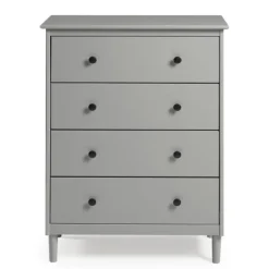 Dressers & Chests-Kirkland's Home Solid Pine Wood 4-Drawer Dresser Gray