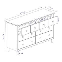 Dressers & Chests-Kirkland's Home Solid Wood 6-Drawer Dresser White
