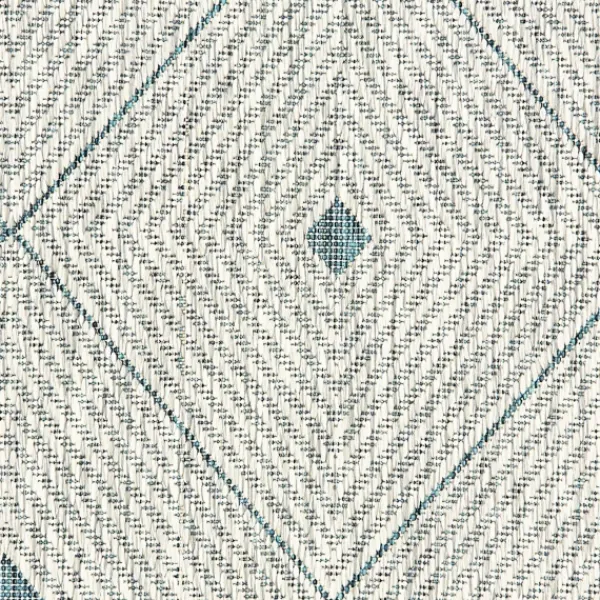 Outdoor Rugs-Kirkland's Home Solitaire Sun Shower Outdoor Area Rug, 7X9 Blue/Ivory