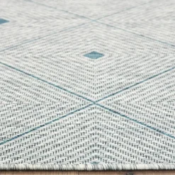 Outdoor Rugs-Kirkland's Home Solitaire Sun Shower Outdoor Area Rug, 7X9 Blue/Ivory