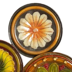 Wall Plaques-Kirkland's Home Southwestern Floral Ceramic Plates Wall Plaque Yellow/Orange/Green