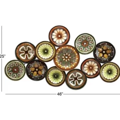 Wall Plaques-Kirkland's Home Southwestern Floral Ceramic Plates Wall Plaque Yellow/Orange/Green