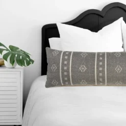 Pillows-Kirkland's Home Southwestern Geo Lumbar Pillow Gray