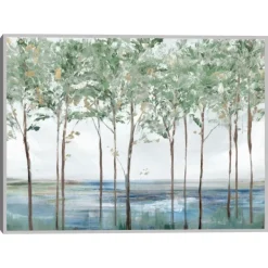 Framed Art-Kirkland's Home Sparse Forest Peak Framed Wall Art Blue/Brown/White