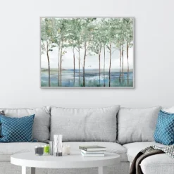 Framed Art-Kirkland's Home Sparse Forest Peak Framed Wall Art Blue/Brown/White