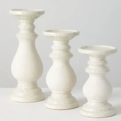 Candle Holders-Kirkland's Home Speckled Ceramic Candle Holders, Set Of 3 White