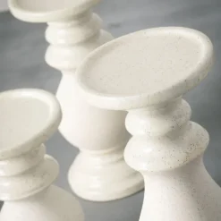 Candle Holders-Kirkland's Home Speckled Ceramic Candle Holders, Set Of 3 White