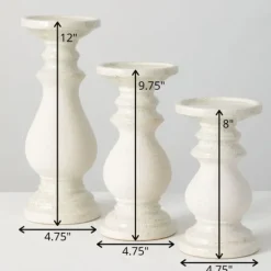 Candle Holders-Kirkland's Home Speckled Ceramic Candle Holders, Set Of 3 White