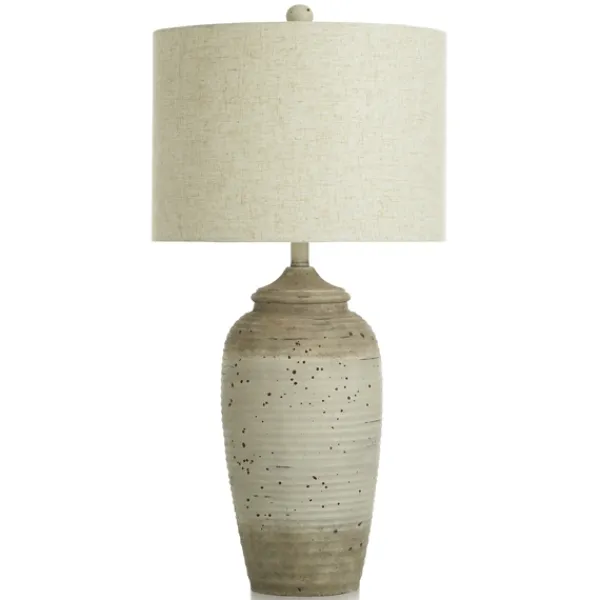 Table Lamps-Kirkland's Home Speckled Cream Two-Tone Ridge Table Lamp Tan