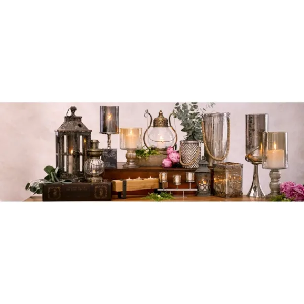 Candle Holders-Kirkland's Home Speckled 2-Pc. Candle Holder Set Silver