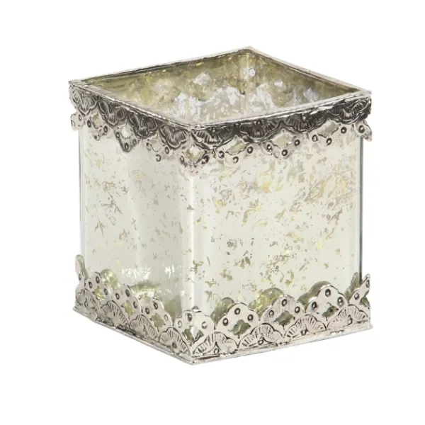 Candle Holders-Kirkland's Home Speckled 2-Pc. Candle Holder Set Silver