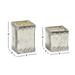 Candle Holders-Kirkland's Home Speckled 2-Pc. Candle Holder Set Silver