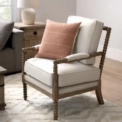 Accent Chairs-Kirkland's Home Spencer Spindle Armchair Ivory