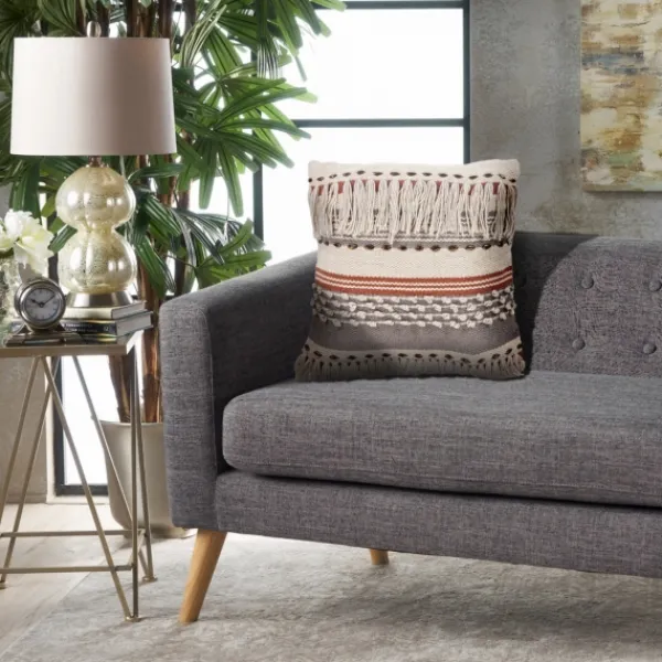 Pillows-Kirkland's Home Spice And Natural Chic Fringe Pillow Orange/Tan