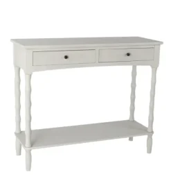 Console Tables-Kirkland's Home Spindle 2-Drawer Console Table White