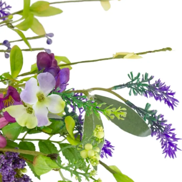 Wreaths-Kirkland's Home Spiral Lavender And Wildflower Blend Wreath Green/Pink/Purple