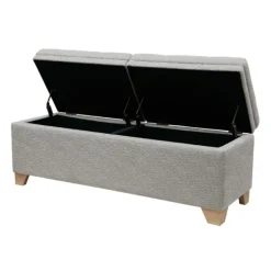 Benches & Ottomans-Kirkland's Home Split Seat Jackson Storage Bench Gray