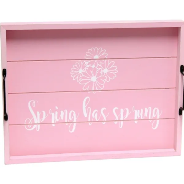 Decorative Trays-Kirkland's Home Spring Has Sprung Wood Tray Pink