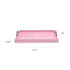 Decorative Trays-Kirkland's Home Spring Has Sprung Wood Tray Pink