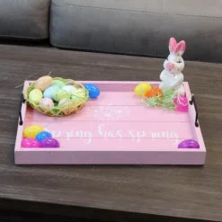 Decorative Trays-Kirkland's Home Spring Has Sprung Wood Tray Pink