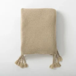 Blankets & Throws-Kirkland's Home Spring Knit Throw Blanket Tan