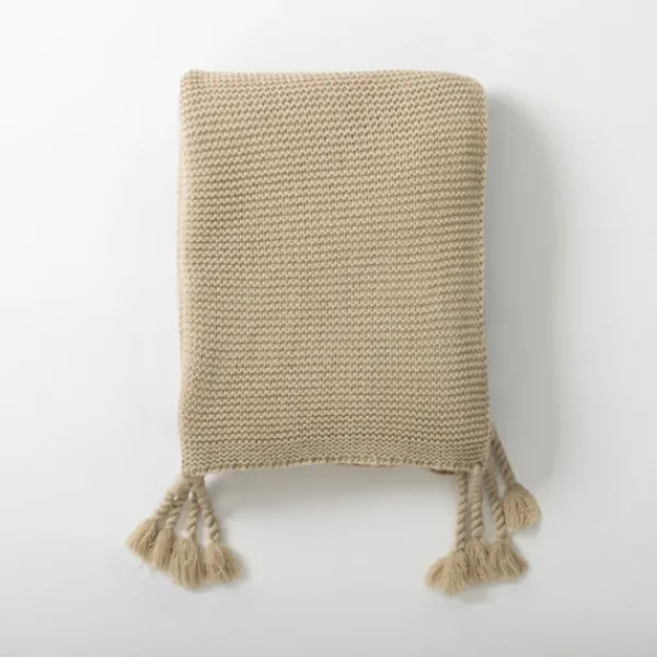 Blankets & Throws-Kirkland's Home Spring Knit Throw Blanket Tan