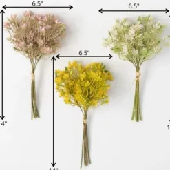 Stems & Bouquets-Kirkland's Home Springtime Wildflower Bundles, Set Of 3 Green/Yellow/Pink