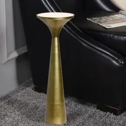 Accent & End Tables-Kirkland's Home Spun Gold Metal Tapered Cocktail Table Gold/White