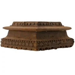 Candle Holders-Kirkland's Home Square Carved Wood Pillar Candle Holder Brown