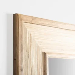 Decorative Mirrors-Kirkland's Home Square Pampas Grass And Wood Mirror