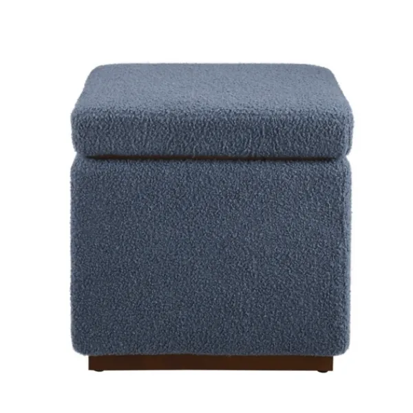 Benches & Ottomans-Kirkland's Home Square Sherpa Upholstered Storage Ottoman Blue