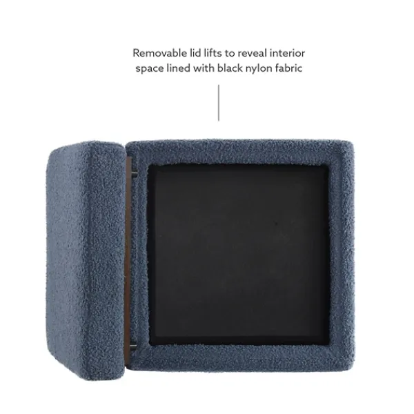 Benches & Ottomans-Kirkland's Home Square Sherpa Upholstered Storage Ottoman Blue