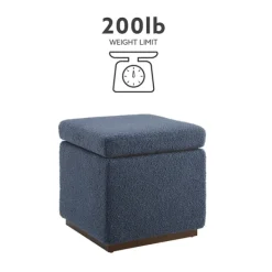 Benches & Ottomans-Kirkland's Home Square Sherpa Upholstered Storage Ottoman Blue