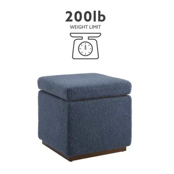 Benches & Ottomans-Kirkland's Home Square Sherpa Upholstered Storage Ottoman Blue